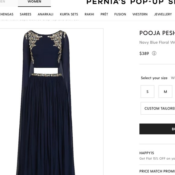 Stunning! Lehenga 32” waist Pooja Peshoria Hand Embroidered Silk Crystal Navy - Picture 8 of 10